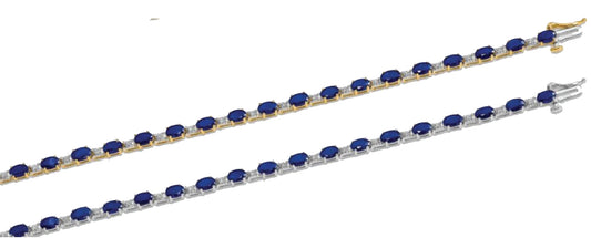 14K Yellow Gold White Gold Natural Sapphire & Diamond Elegant Bracelet