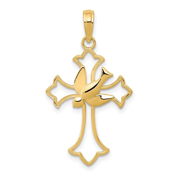 Dove Cross Pendant 14K/10K Yellow/White Gold