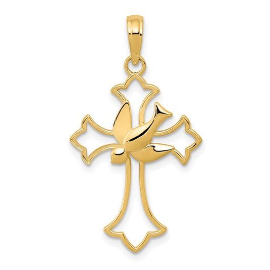 Dove Cross Pendant 14K/10K Yellow/White Gold