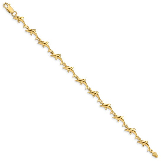 14K Yellow Gold Dolphin Bracelet