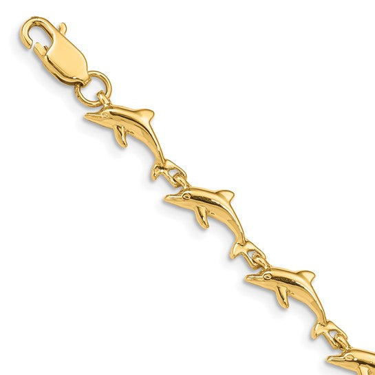 14K Yellow Gold Dolphin Bracelet