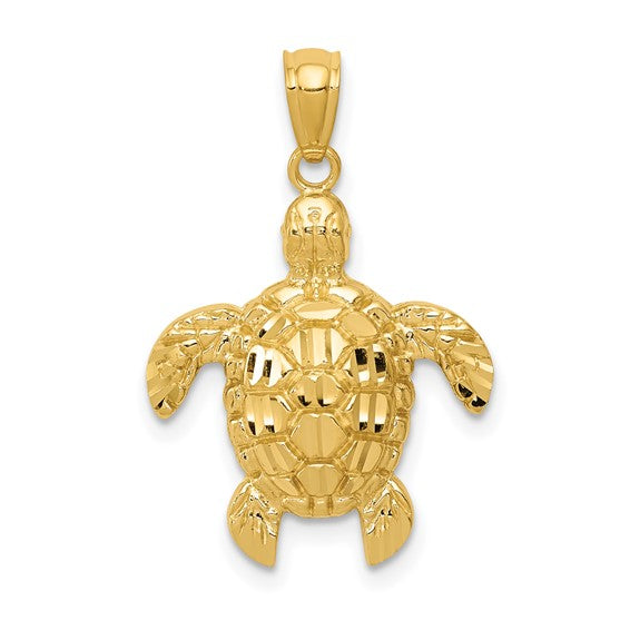 10K Yellow Gold Sea Turtle Pendant