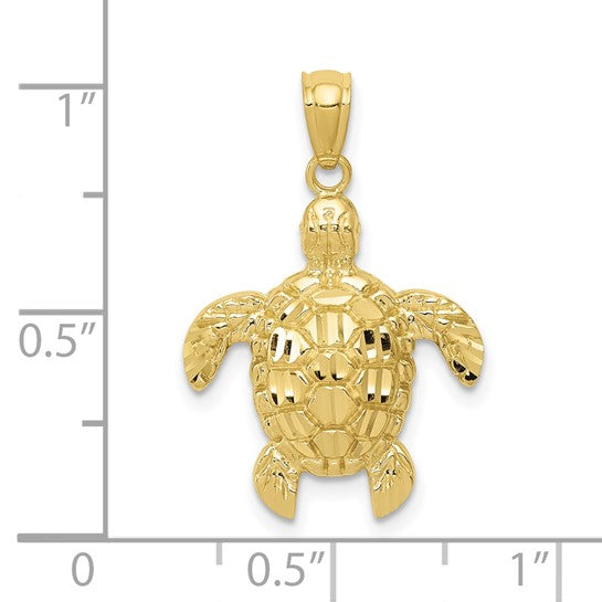 10K Yellow Gold Sea Turtle Pendant