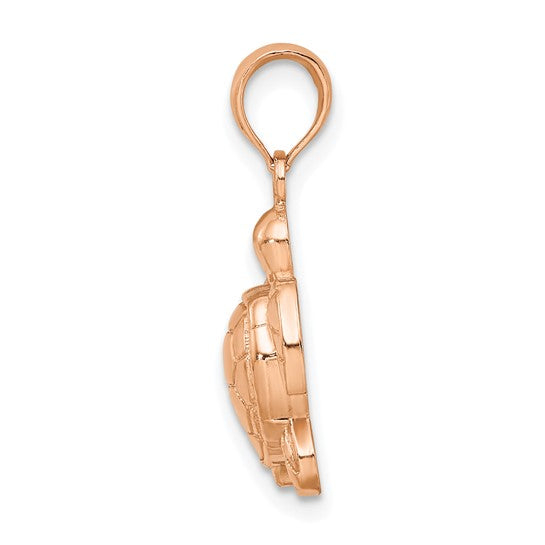 14K Rose Gold Sea Turtle Pendant