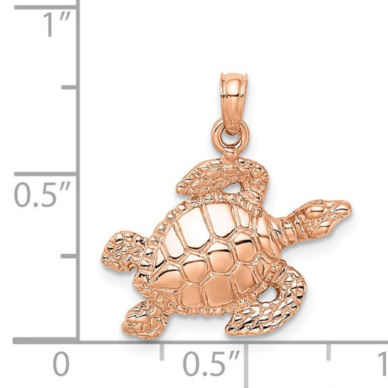 14K Rose Gold Sea Turtle Sea Life Pendant