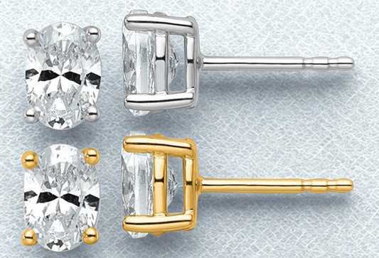 14K 1/2 - 6 Carat Oval Lab Grown Diamond Stud Earrings