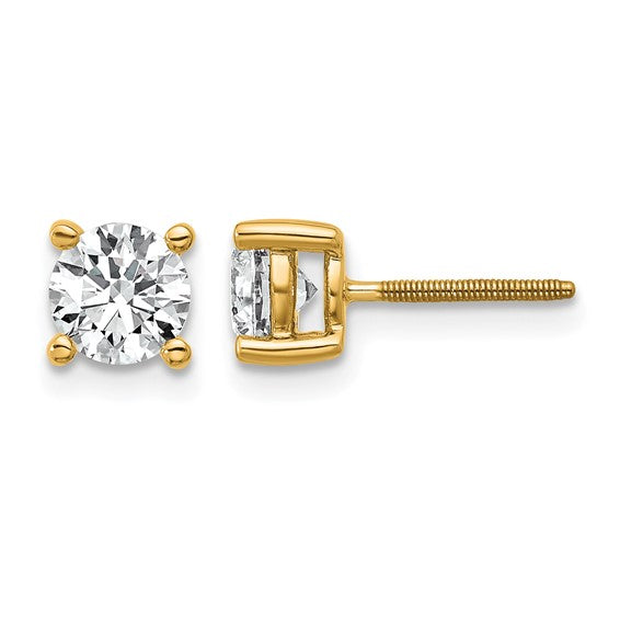 14K 1/10 - 7 Carat Lab Grown Diamond Stud Earrings With Screw Back Post