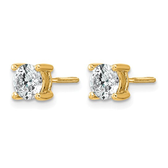 14K 1/10 - 7 Carat Lab Grown Diamond Stud Earrings With Screw Back Post