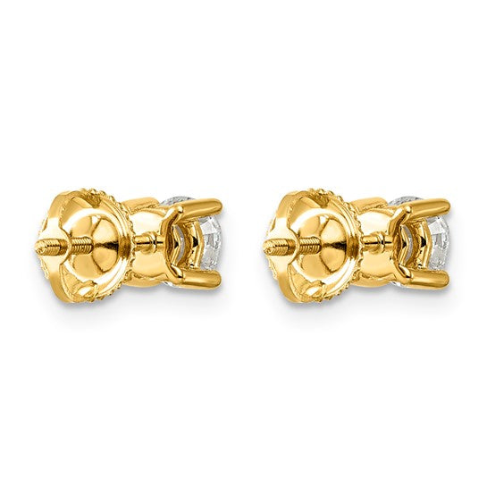 14K 1/10 - 7 Carat Lab Grown Diamond Stud Earrings With Screw Back Post