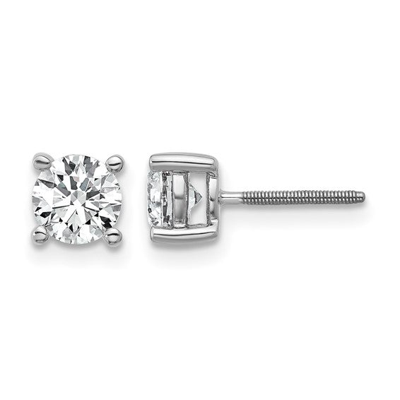 14K 1/10 - 7 Carat Lab Grown Diamond Stud Earrings With Screw Back Post