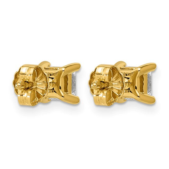 14K 11/4- 6 Carat Lab Grown Square Princess Cut Diamond Stud Earrings