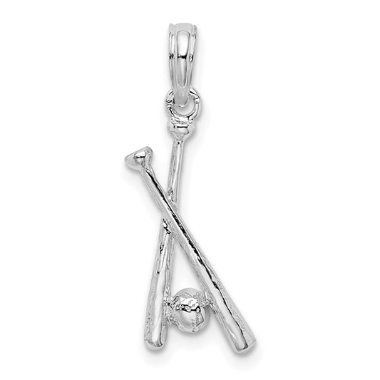 Sterling Silver Baseball Softball Bat Pendant