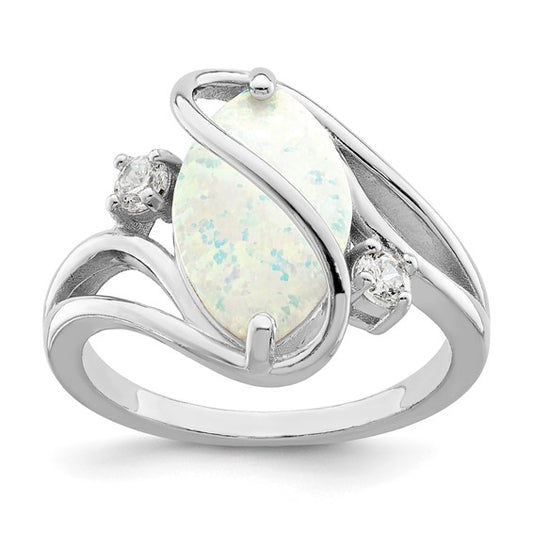 Sterling Silver Lab Created Opal cz Twist Ring