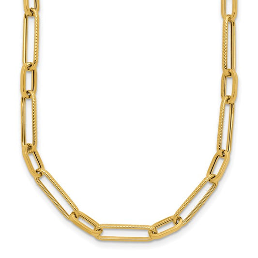 14K Yellow Gold Long & Short Paperclip Necklace Chain