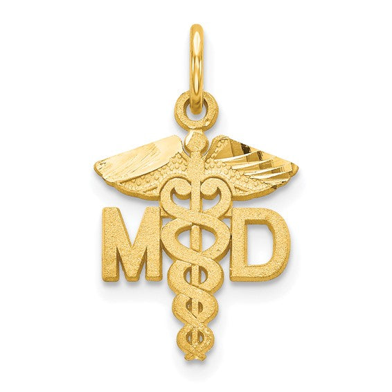 10K Yellow Gold MD Doctor Caduceus Pendant