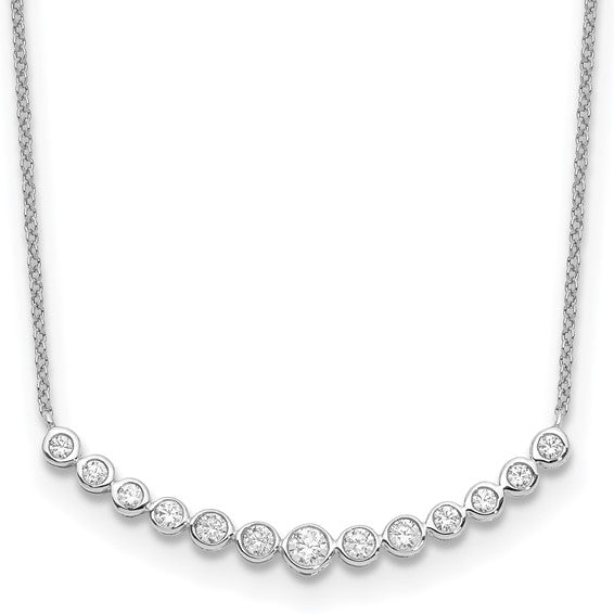 14K White Gold 1/2 Carat Diamond Curved Bezel Necklace
