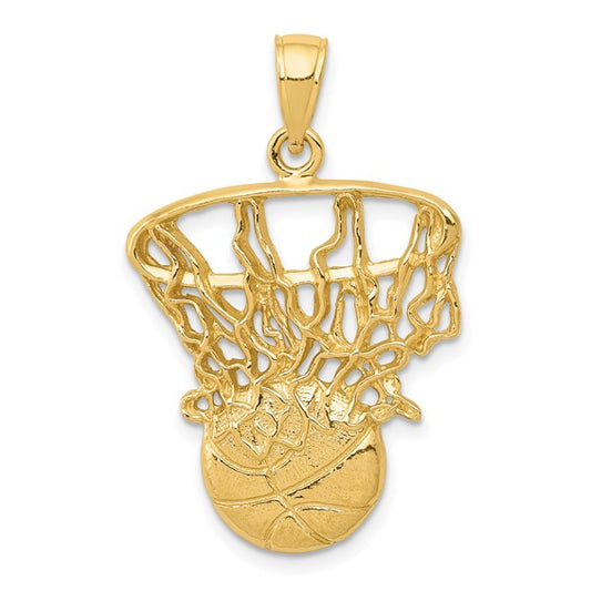 10K/14K Yellow Gold Large Basketball Net Pendant