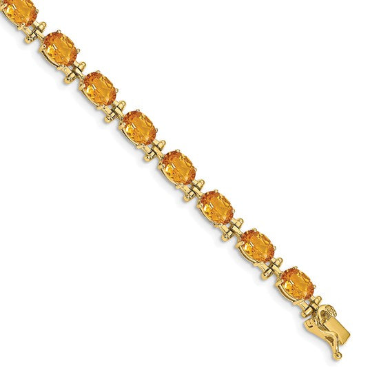 14K Yellow/White Gold Natural Oval Citrine 11 Carat Bracelet