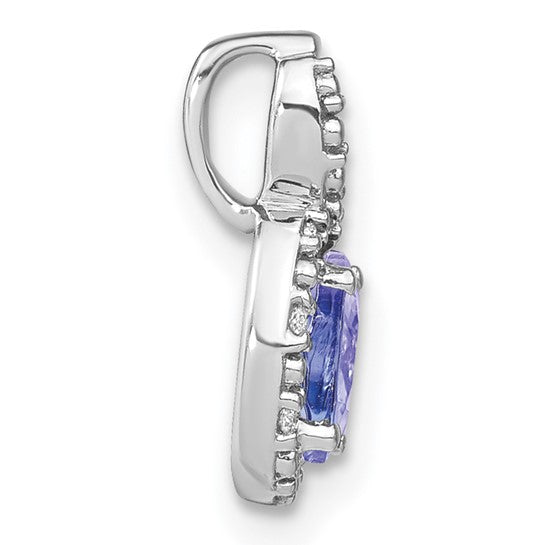 14K White Gold .5 Carat Oval Tanzanite & Diamond Halo Chain Slide