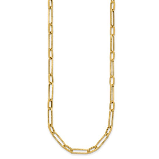 14K Yellow Gold Long & Short Paperclip Necklace Chain