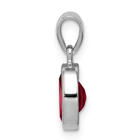 Sterling Silver 1.3 Carat Natural Garnet Oval Bezel Pendant
