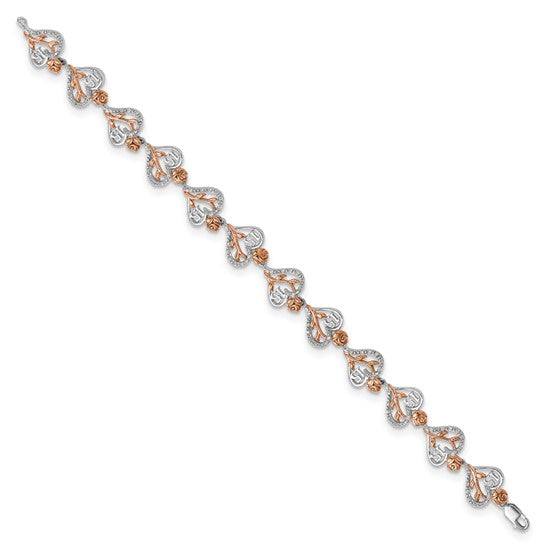 14K Rose/White Gold Two Tone Quinceanera 15 Diamond Bracelet 1.38ct.