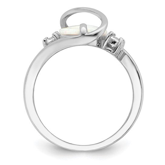 Sterling Silver Lab Created Opal cz Twist Ring
