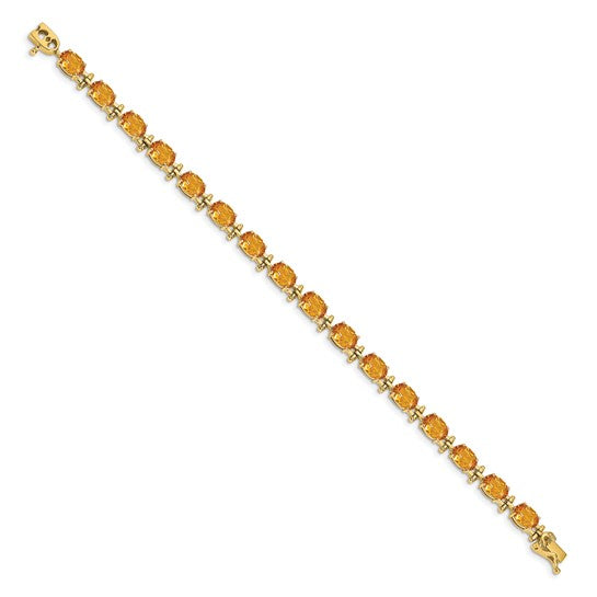 14K Yellow/White Gold Natural Oval Citrine 11 Carat Bracelet
