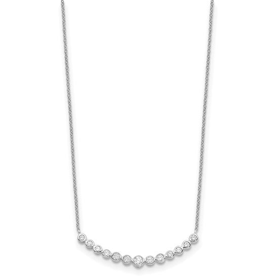 14K White Gold 1/2 Carat Diamond Curved Bezel Necklace