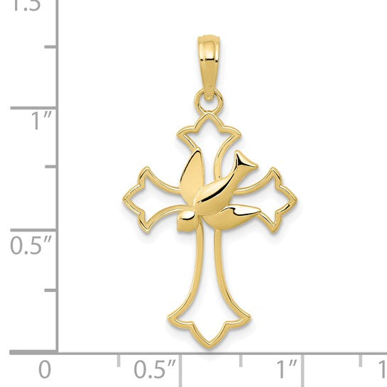 Dove Cross Pendant 14K/10K Yellow/White Gold