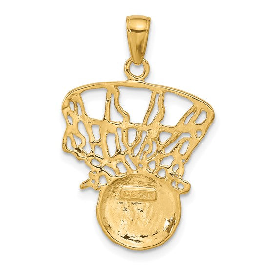 10K/14K Yellow Gold Large Basketball Net Pendant