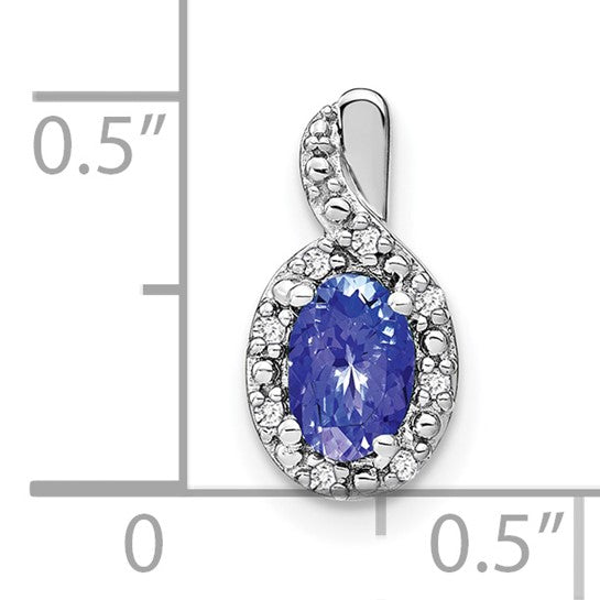 14K White Gold .5 Carat Oval Tanzanite & Diamond Halo Chain Slide