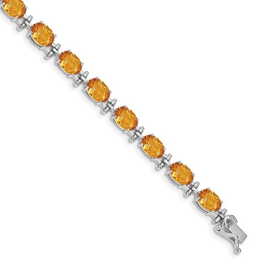 14K Yellow/White Gold Natural Oval Citrine 11 Carat Bracelet