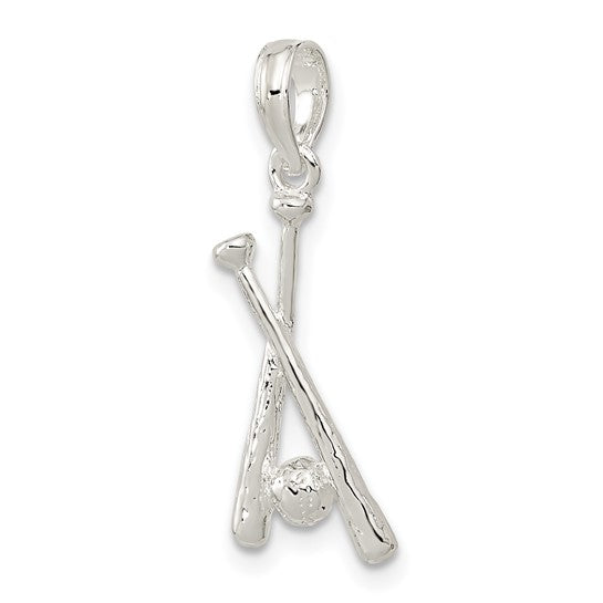 Sterling Silver Baseball Softball Bat Pendant