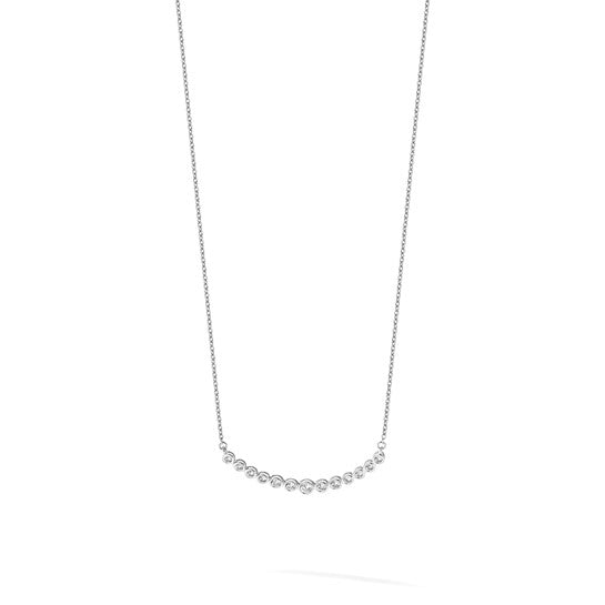 14K White Gold 1/2 Carat Diamond Curved Bezel Necklace