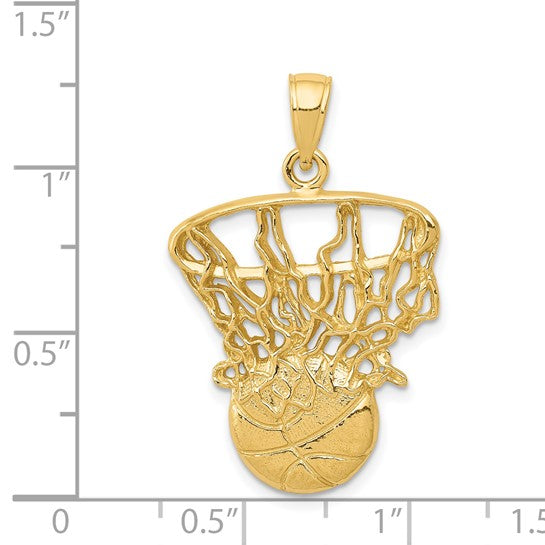 10K/14K Yellow Gold Large Basketball Net Pendant