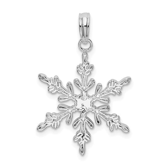 White Gold Filled Sterling Silver Snowflake Pendant