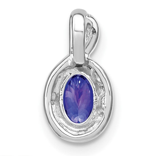 14K White Gold .5 Carat Oval Tanzanite & Diamond Halo Chain Slide