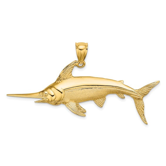 10K Yellow Gold Swordfish Pendant