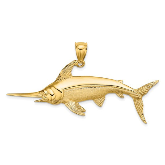 10K Yellow Gold Swordfish Pendant