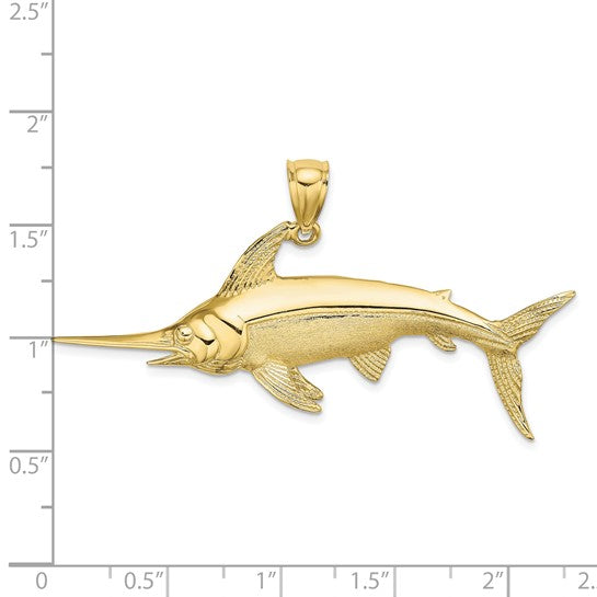 10K Yellow Gold Swordfish Pendant
