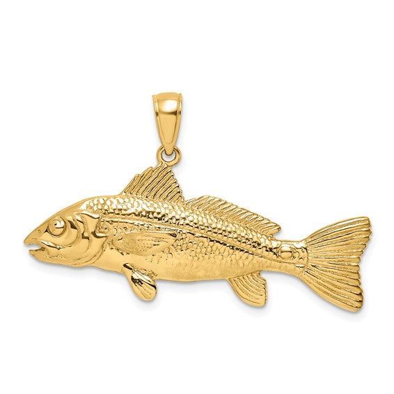 10K Yellow Gold Red Fish Pendant