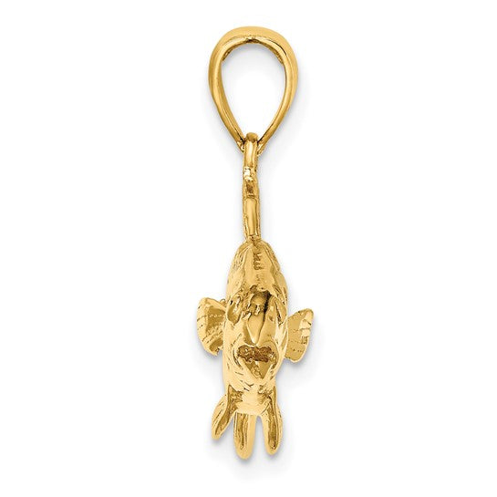 10K Yellow Gold Red Fish Pendant