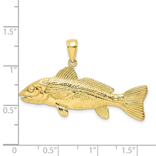 10K Yellow Gold Red Fish Pendant