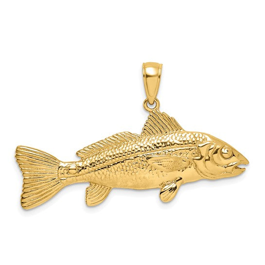 10K Yellow Gold Red Fish Pendant