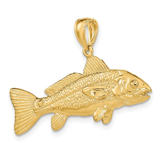 10K Yellow Gold Red Fish Pendant