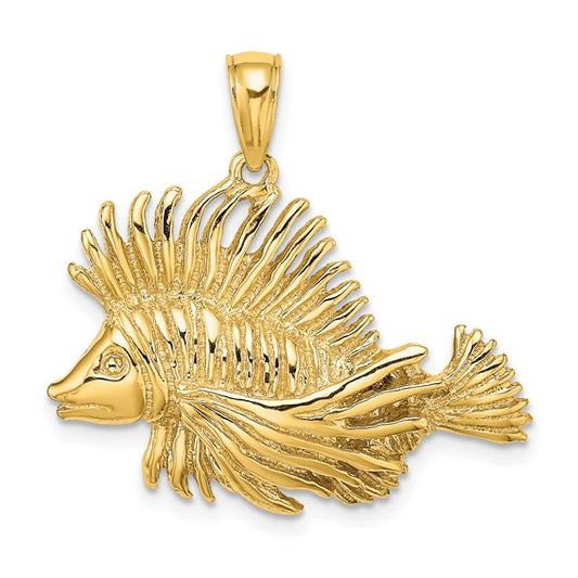 14K Yellow Gold Lion Fish Pendant
