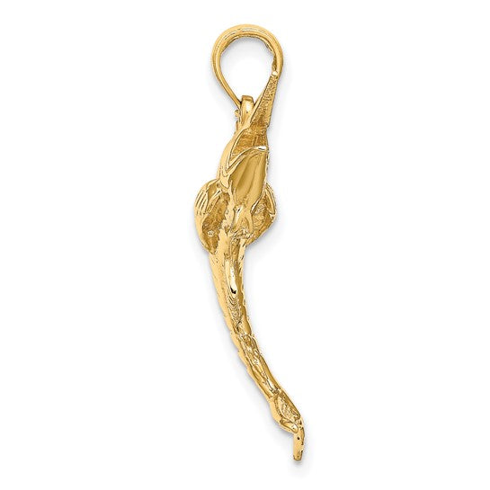 10K Yellow Gold Florida Style Marlin Fish Pendant