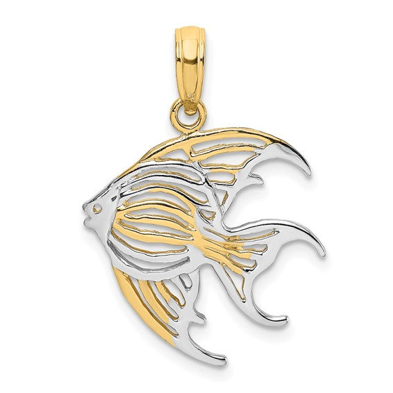 10K Yellow/White Gold Two Tone Angel Fish Charm