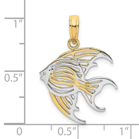 10K Yellow/White Gold Two Tone Angel Fish Charm
